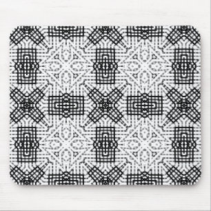 Alfombrilla De Ratón Patrón geométrico de apertura blanco y negro Anna
