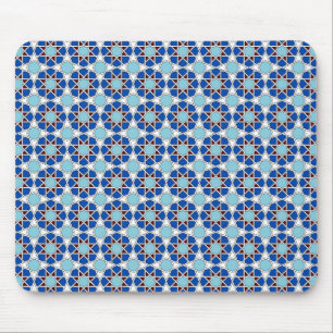 Alfombrilla De Ratón Patrón geométrico marroquí azul islámico