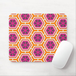 Alfombrilla De Ratón Patrón geométrico moderno de rosa y naranja retro