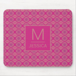 Alfombrilla De Ratón Patrón geométrico personalizado de color rosa y pú