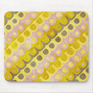 Alfombrilla De Ratón Patrón geométrico retro en amarillo y rosa
