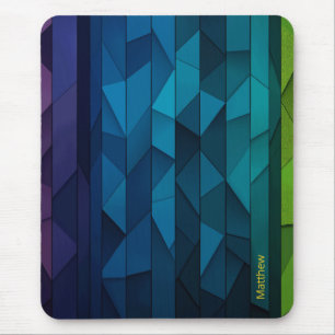 Alfombrilla De Ratón Patrón geométrico Verde azulado y azul personaliza