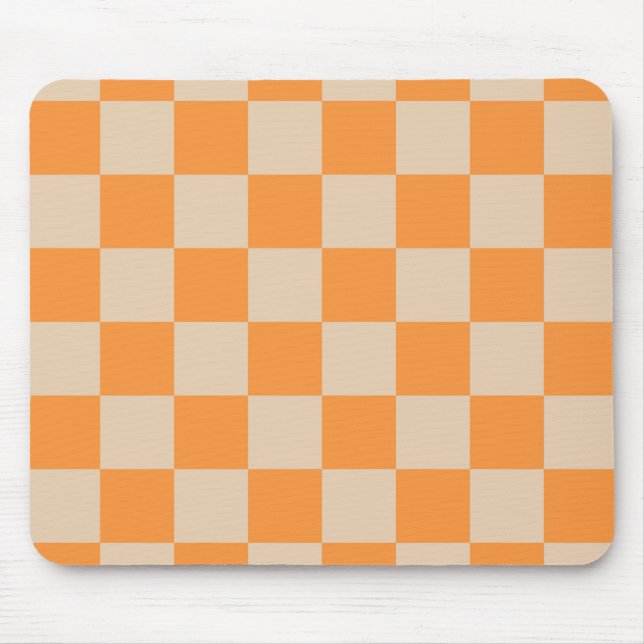 Alfombrilla De Ratón Patrón Gingham de naranja controlado (Frente)