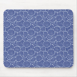Alfombrilla De Ratón Patrón giratorio japonés - azul marino y blanco