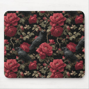 Alfombrilla De Ratón Patrón gótico con rosas y cuerdas rojas