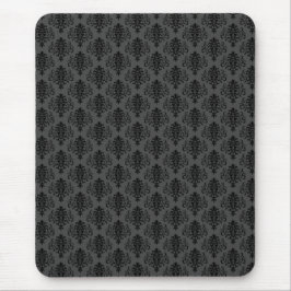 Alfombrilla De Ratón Patrón Gótico Gris Negro Damask