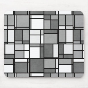 Alfombrilla De Ratón Patrón inspirado en varios mondrios blancos grises