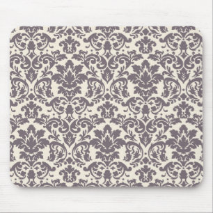 Alfombrilla De Ratón patrón intrincado de damasco de crema gris taupe