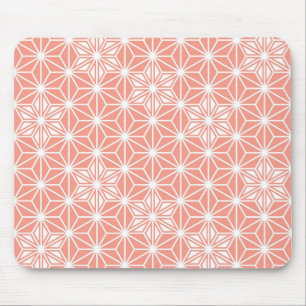 Alfombrilla De Ratón Patrón japonés de Asanoha - rosa coral