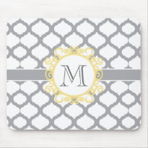 Patrón marroquí gris y amarillo con monograma