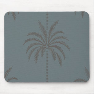 Alfombrilla De Ratón Patrón minimalista de palmera azul gris tropical 