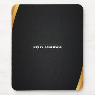 Alfombrilla De Ratón Patrón Minimalista moderno negro y dorado con Pers