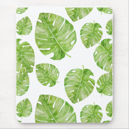 Alfombrilla De Ratón Patrón Moda suave hoja de plátano blanco verde