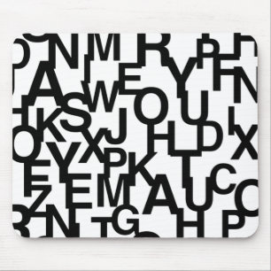 Alfombrilla De Ratón Patrón moderno, abstracto, confuso con letras