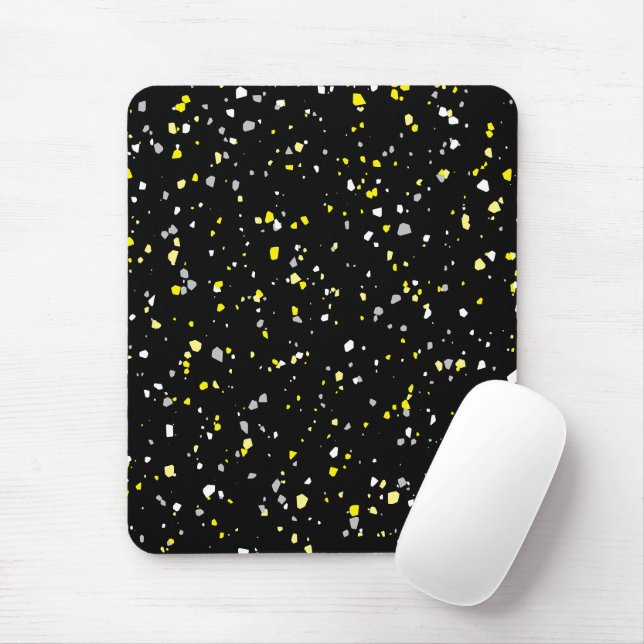 Alfombrilla De Ratón Patrón moderno de moda amarillo negro Terrazzo (Con ratón)