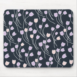 Alfombrilla De Ratón Patrón moderno de tulipanes esquemáticos Jardín