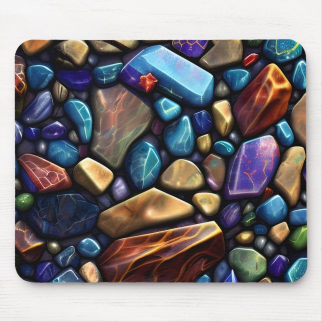 Alfombrilla De Ratón Patrón mosaico de piedra de color (Frente)
