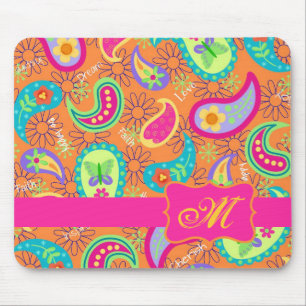 Alfombrilla De Ratón Patrón naranja moderno Paisley Whimsy