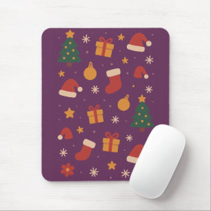 Alfombrilla De Ratón Patrón Navideño Morado Estético – Navidades Lindas