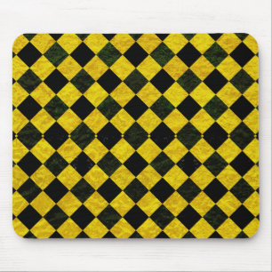 Alfombrilla De Ratón Patrón negro y amarillo a cuadros
