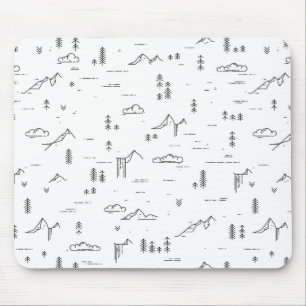 Alfombrilla De Ratón Patrón paisajístico de líneas de bosque geométrico