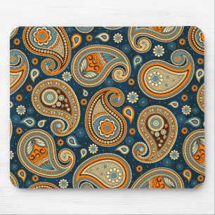 Alfombrilla De Ratón Patrón paisley azul naranja verde azulado elegante