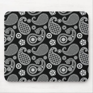 Alfombrilla De Ratón Patrón paisley, negro y blanco