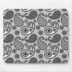 Alfombrilla De Ratón Patrón paisley, tonos grises, negros y blancos
