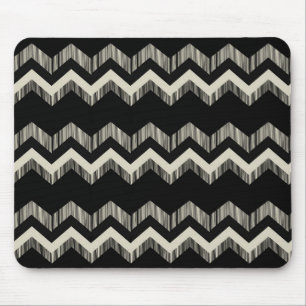 Alfombrilla De Ratón Patrón Preppy De Giro Negro Y Gris Chevron