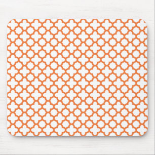 Alfombrilla De Ratón Patrón Quatrefoil naranja