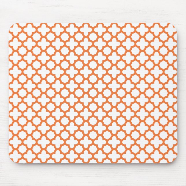 Alfombrilla De Ratón Patrón Quatrefoil naranja (Frente)