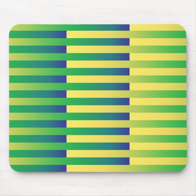 Alfombrilla De Ratón Patrón rayado azul amarillo verde (Frente)