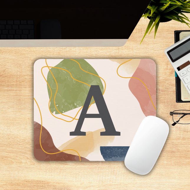 Alfombrilla De Ratón Patrón Resumen Boho Monogramado Mousepad (Boho Abstract Pattern Monogrammed Mousepad
)