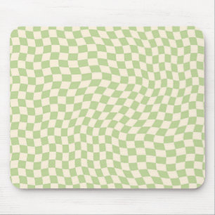 Alfombrilla De Ratón Patrón retro ondulado de rayas estéticas verdes