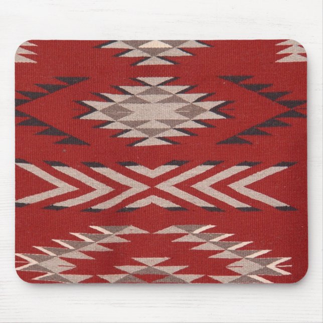 Alfombrilla De Ratón Patrón rojo del suroeste indio nativo americano (Frente)