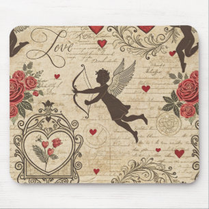 Alfombrilla De Ratón Patrón romántico de Cupido de Vintage (6)