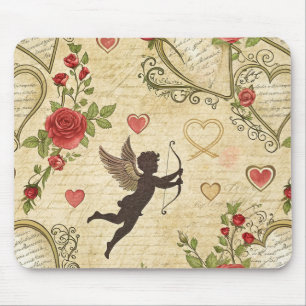 Alfombrilla De Ratón Patrón romántico de Cupido de Vintage (7)