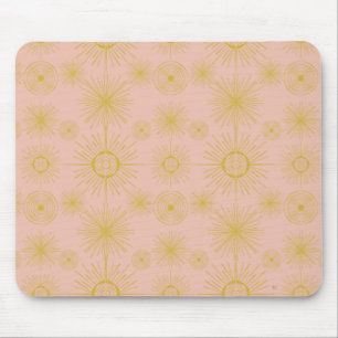 Alfombrilla De Ratón Patrón rosa de las estrellas solares celestes boho