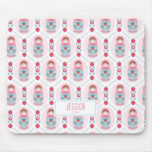 Alfombrilla De Ratón Patrón rosa moderno de moda (Frente)