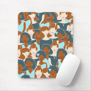 Alfombrilla De Ratón Patrón sin fisuras con chicas negros y chicas blan