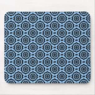 Alfombrilla De Ratón Patrón sin foco de flor azul negro