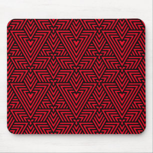 Alfombrilla De Ratón Patrón sin foco del triángulo rojo y negro Art Dec
