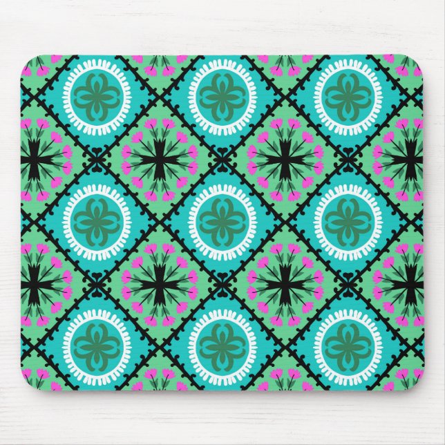Alfombrilla De Ratón Patrón Suzani con motivos uzbekos y kazajos (Frente)