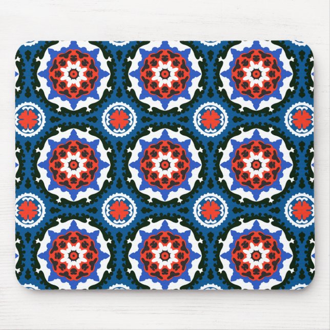 Alfombrilla De Ratón Patrón Suzani con ornamento audaz (Frente)