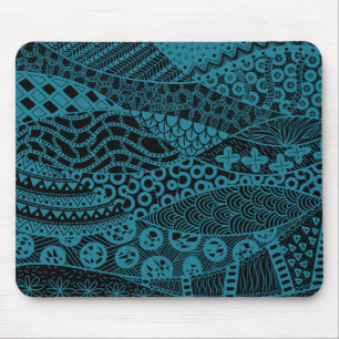 Alfombrilla De Ratón Patrón tribal elegante de resumen geométrico azul