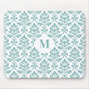 Alfombrilla De Ratón Patrón Verde azulado de Feuille Damask (Personaliz