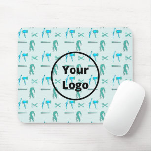 Alfombrilla De Ratón Patrón verde azulado de negocio de peluquería