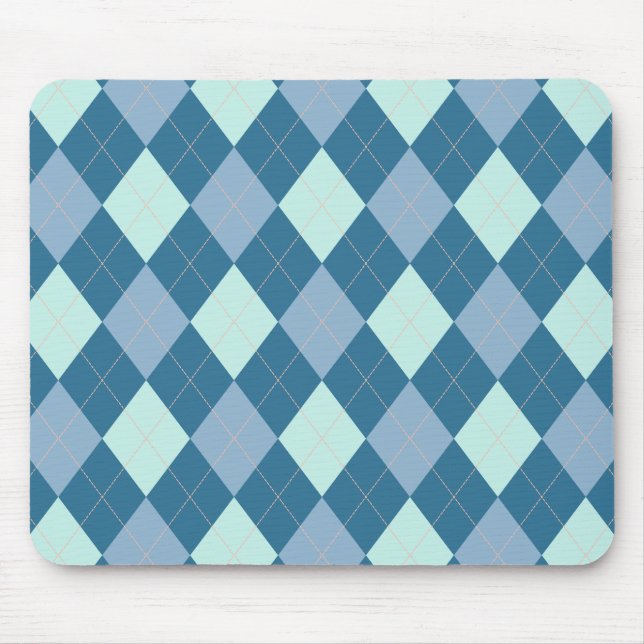 Alfombrilla De Ratón Patrón Vintage Argyle Azul (Frente)