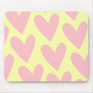 Alfombrilla De Ratón Patrón Y2K amarillo rosado lindo simple del corazó