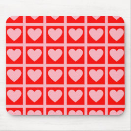 Alfombrilla De Ratón Patrón Y2K de comprobación de corazón rojo rosa re